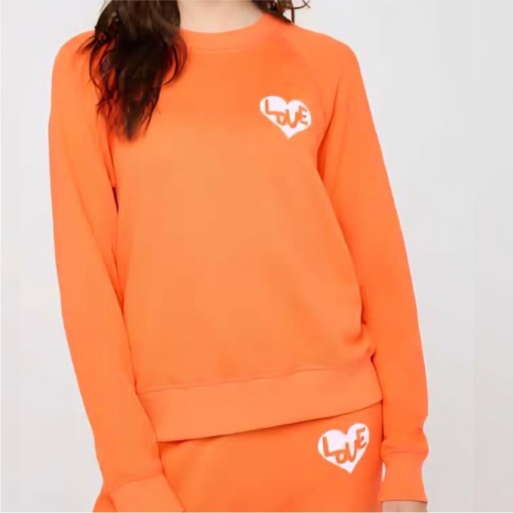 NWT Spiritual Gangster Small Orange Love Heart Forever Crew Sweatshirt